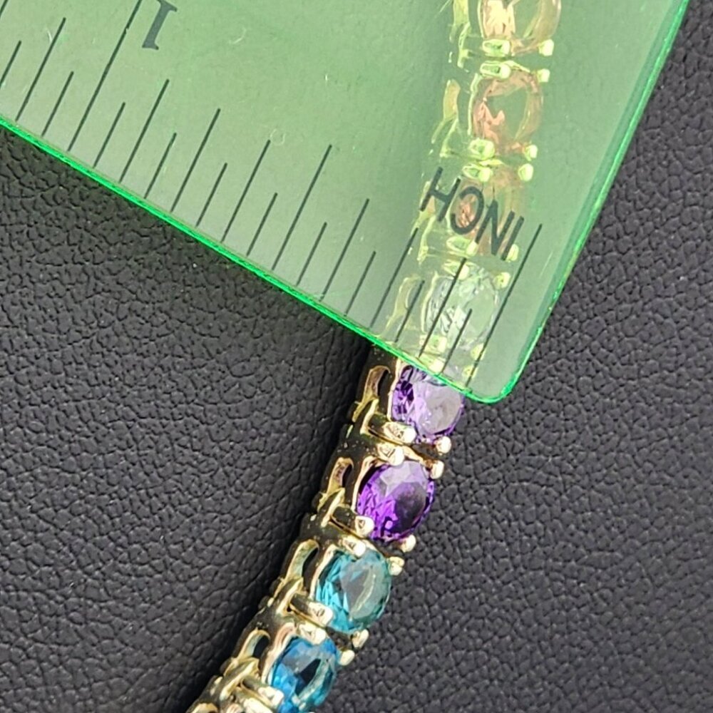 Rainbow Radiance – Sterling Silver Multi-Gemstone Tennis Necklace - Picture 5 of 7